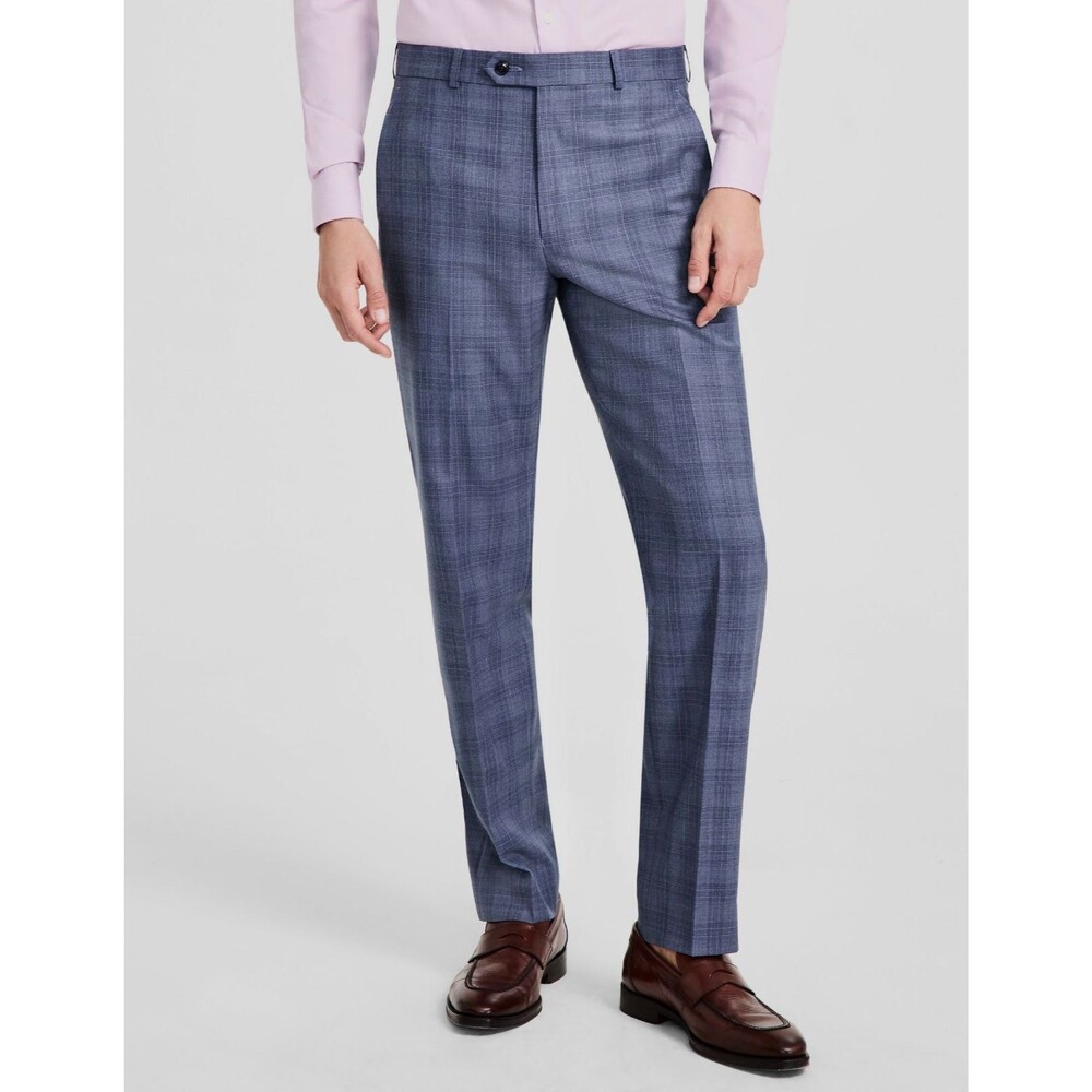 $200 NEW MICHAEL KORS MENS 32X30 DENIM BLUE PLAID STRETCH DRESS PANTS/SLACKS
